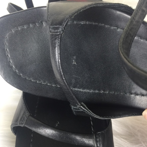 BCBG Minimalist Black Leather Ankle Strap Heels - Picture 7 of 8